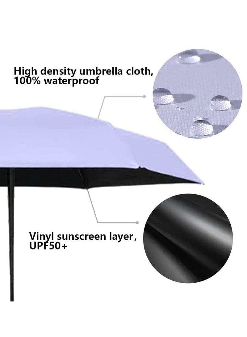 UPF 50+ UV Protection Travel Umbrella Automatic on/off Reverse Umbrella Folding Compact Windproof Lightweight Sunscreen Umbrella with Reflective Strip (Purple) - Image 2
