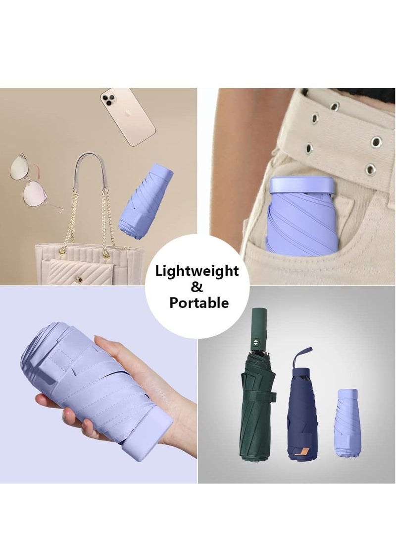 UPF 50+ UV Protection Travel Umbrella Automatic on/off Reverse Umbrella Folding Compact Windproof Lightweight Sunscreen Umbrella with Reflective Strip (Purple) - Image 4