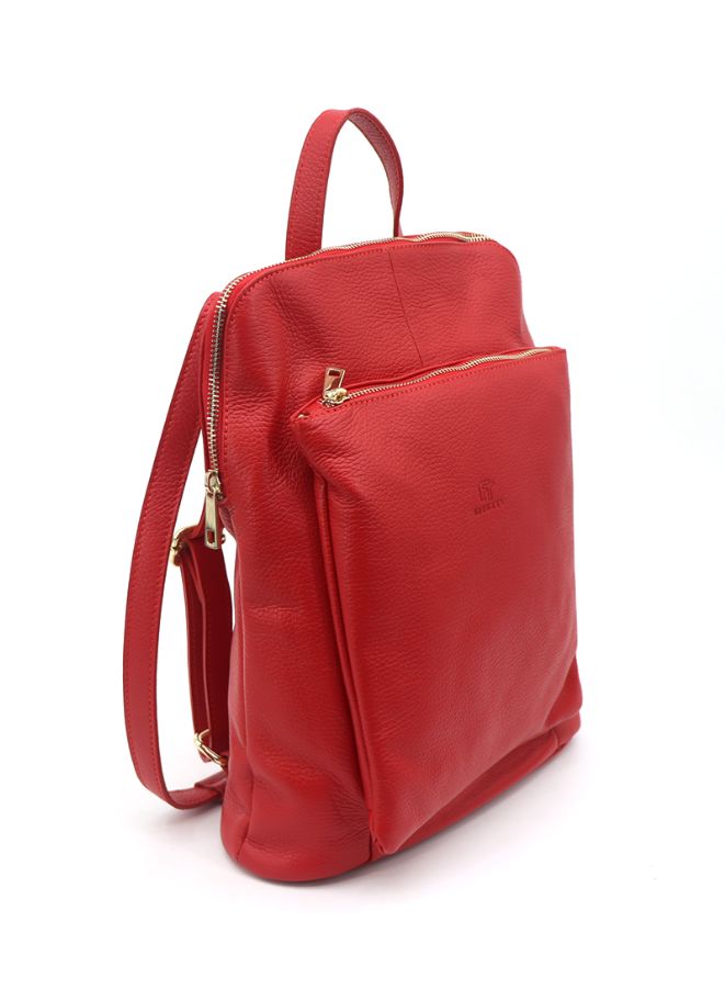 Effetty Red Backpack For Women | Genuine Leather Mini Backpack Travel | Casual Ladies Shoulder Bag