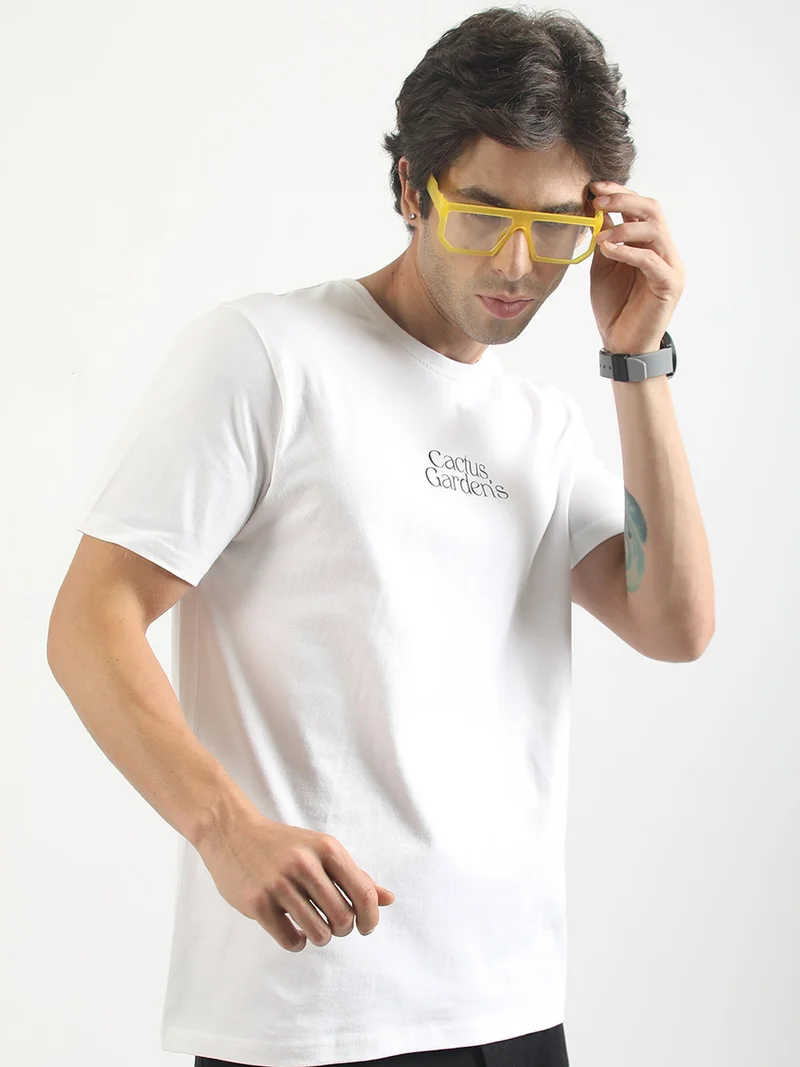 Maniac  Maniac Mens Printed Round Neck Raglan Half Sleeve Hunter Green and Cream Cotton T-Shirt for Men | Best Price UAE