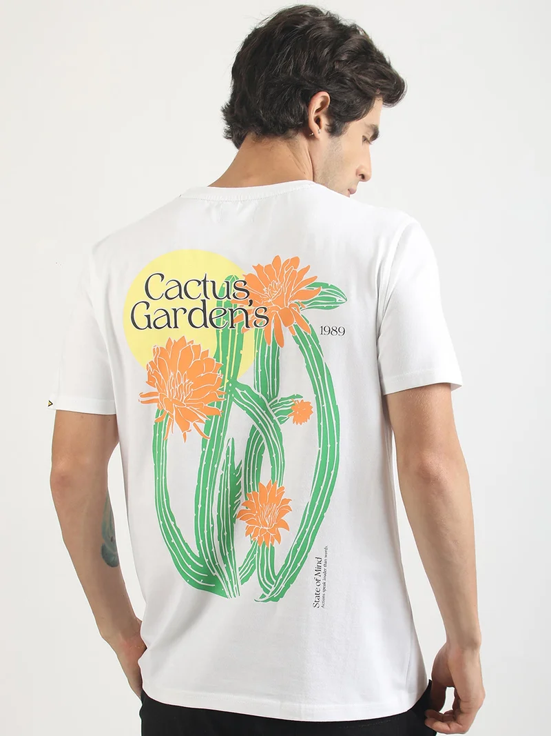 Maniac  Maniac Mens Printed Round Neck Raglan Half Sleeve Hunter Green and Cream Cotton T-Shirt for Men | Best Price UAE