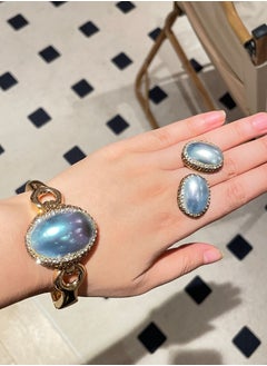 General Copper-Plated 18K Gold Inlaid Mother Of Pearl 2-PieceJewelry Set/Bracelet/Earrings  - Image 2