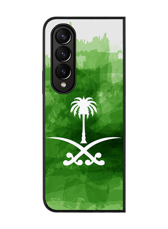 Stylizedd Rugged Black edge case for Samsung Galaxy Z Fold4 Slim fit Soft Case Flexible Rubber Edges Anti Drop TPU Gel Thin Cover - Saudi Emblem - Image 1