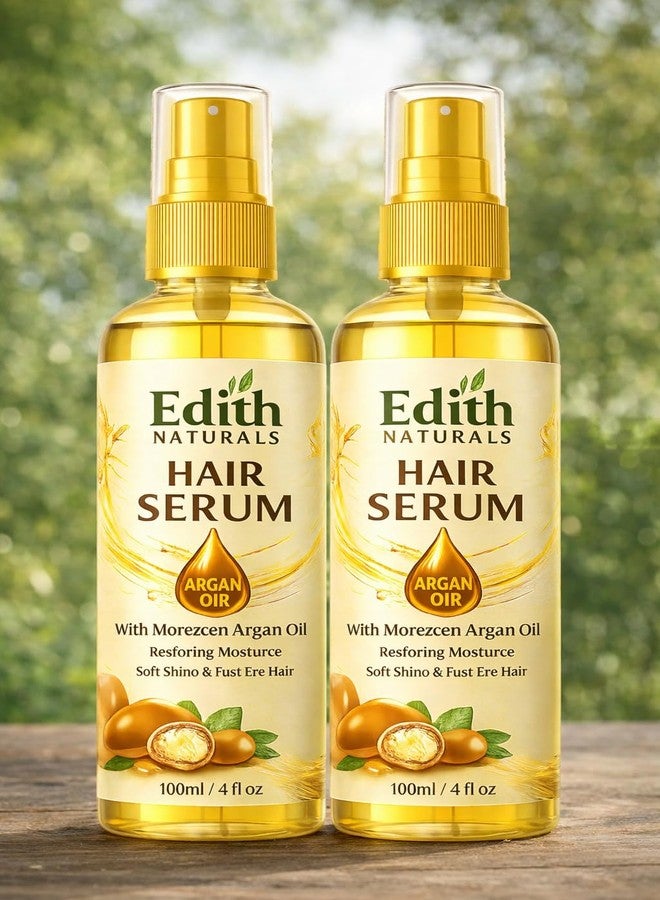 EDITH سيروم إديث ناتشورالز للشعر بزيت الأرغان المغربي، يعيد ترطيب الشعر ويمنحه نعومة ولمعاناً، عبوة من قطعتين، 100 مل - Image 1