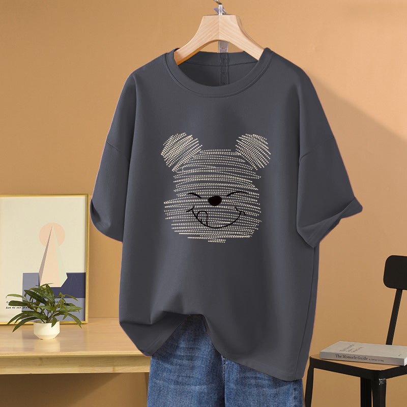 Design Sense Oversize Short-Sleeved T-Shirt Women'S Summer Plus Size Loose American Retro Bear Half-Sleeved Top Ins Trendy - Image 5