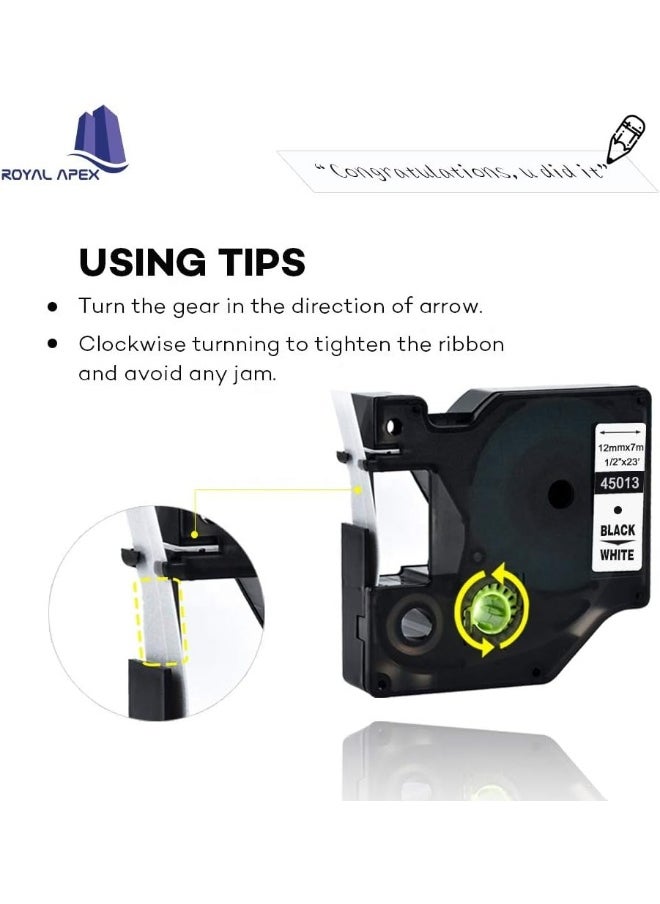 Royal Apex Royal Apex Dymo D1 Compatible Labeling Tape | 12MM / 9MM x 7M | Refills for DYMO Label Manager 160 280 PnP 360D Label writer 450 Duo etc (12MM - Black on White, 1, Piece)  - Image 4
