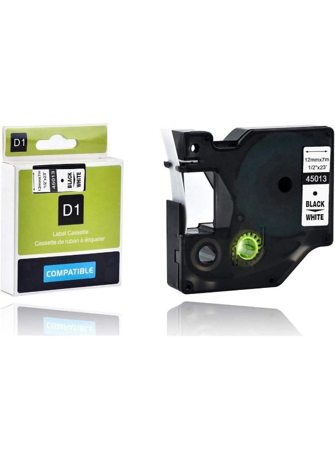 Royal Apex Royal Apex Dymo D1 Compatible Labeling Tape | 12MM / 9MM x 7M | Refills for DYMO Label Manager 160 280 PnP 360D Label writer 450 Duo etc (12MM - Black on White, 1, Piece)  - Image 1