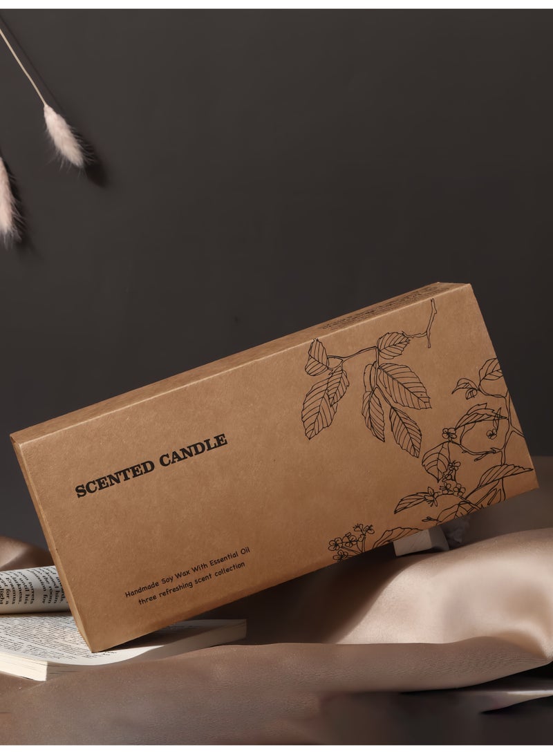 مجموعة هدايا من الشموع المعطرة، 3 شموع في مرطبانات كهرمانية، وزن كل منها 100 غرام، مع مدة احتراق تصل إلى 20 ساعة، برائحة الكمثرى الإنجليزية والفريزيا، والجرس الأزرق، وخشب الصندل الوردي، وشمع الصويا، وزيوت عطرية، لتعطير المنزل والهدايا. - Image 5