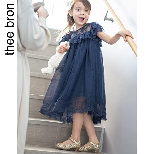 THEE BRON Toddler Little Girls Low Medium Heel Dress Flats Mary Jane Pumps(901 Little Kid,Gold/11M) - Image 2