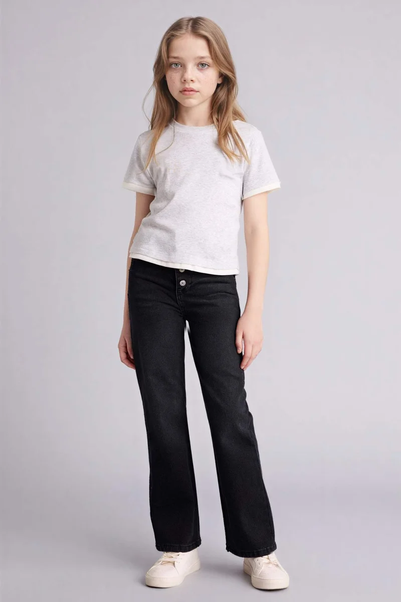 ديفاكتو Girl Slim Fit Ribbed T-Shirt