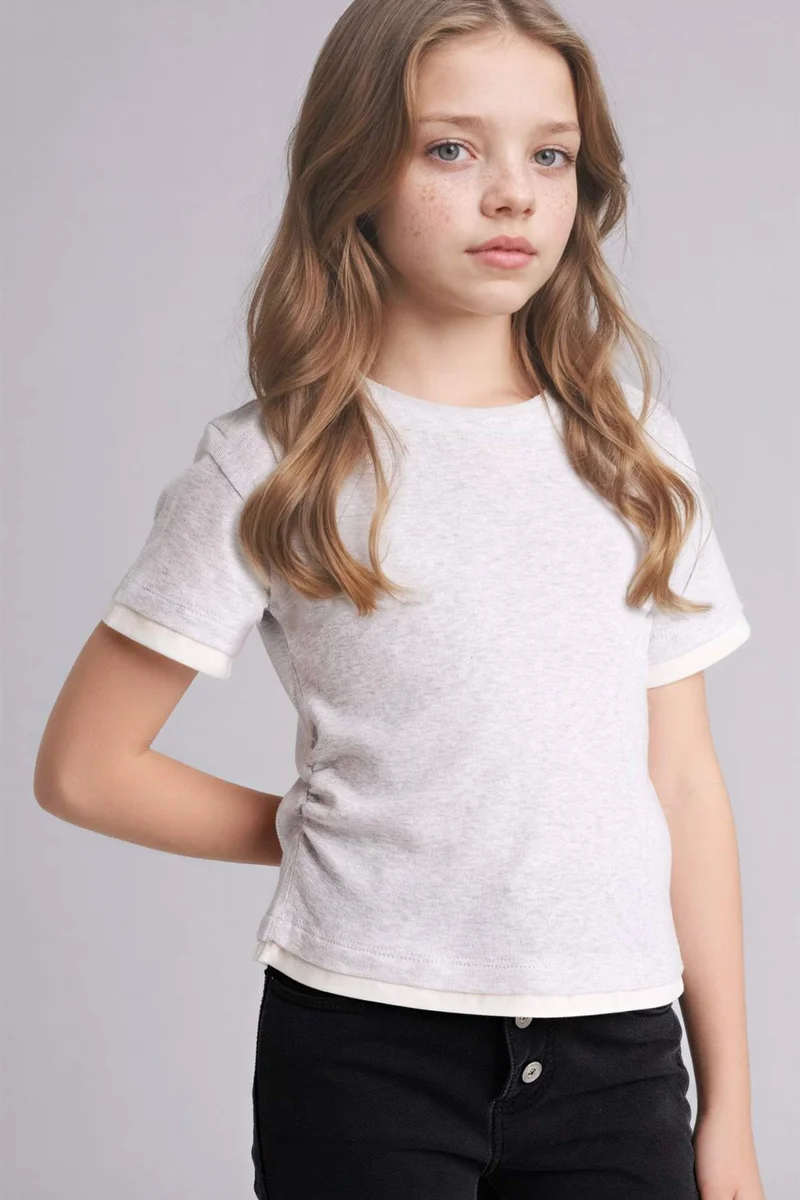 ديفاكتو Girl Slim Fit Ribbed T-Shirt