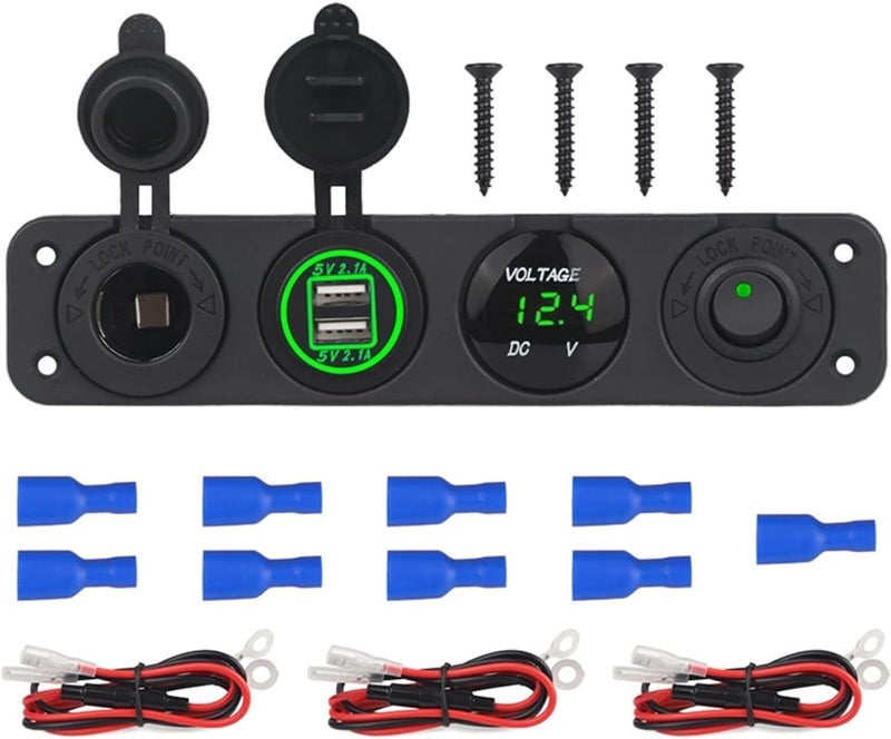 Wivplex 4.2A Dual USB Charger with Voltmeter and Toggle Switch - Image 1