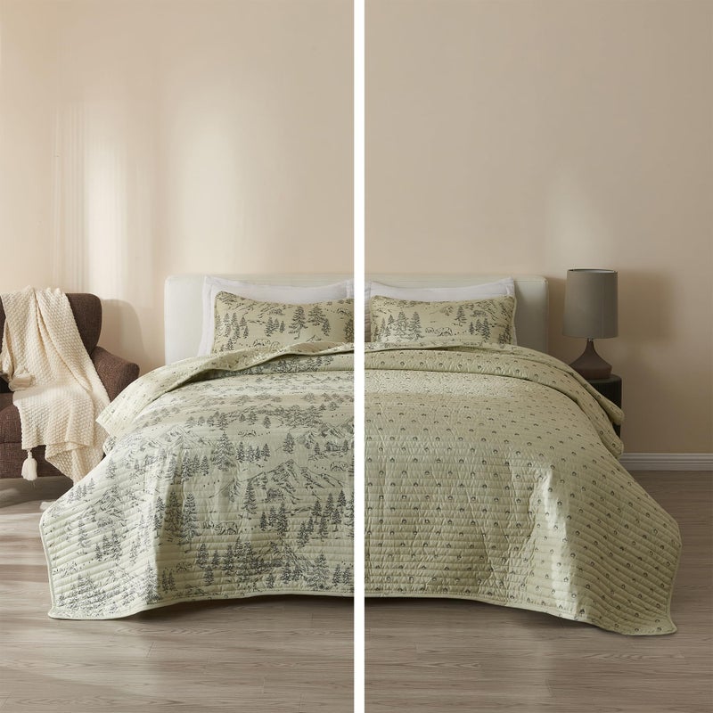 Great Bay Home King Reversible Rustic Lodge Bear Bedspread Quilt with Shams - All Season Cabin Coverlet Bedding Set (Includes 1 Quilt, 2 Pillow Shams) - Image 3