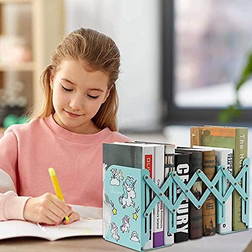 Volo Multipurpose Expandable Bookcase Desktop Bookend, Stand, Holder, Adjustable Rack for Kids, Office, File Holders, Turquoise, Stainless Steel - Image 4