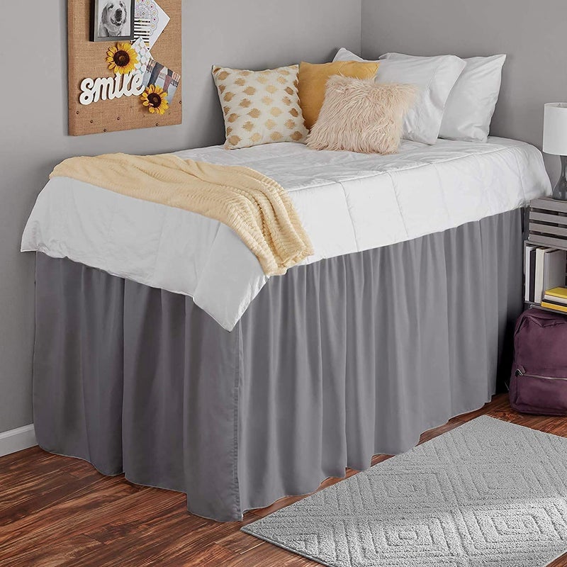 Yarns of Cotton Dorm Room Bed Skirt - College Dorm Bed Skirt - Long Bed Skirt Dorm - Extra Long Dorm Room Bed Skirt - Elegant Design Brushed Microfiber - 1000 Series Bedskirts - Twin-XL - 40"" Drop  Silver - Image 4