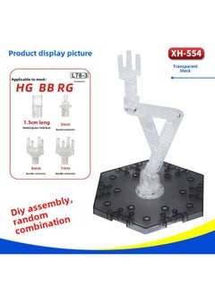 1/144HG RG BB Hand-made Gundam Model Doll Assembled Bracket Display Platform Base Support Frame-Color:XH-554: Bracket Transparent Black