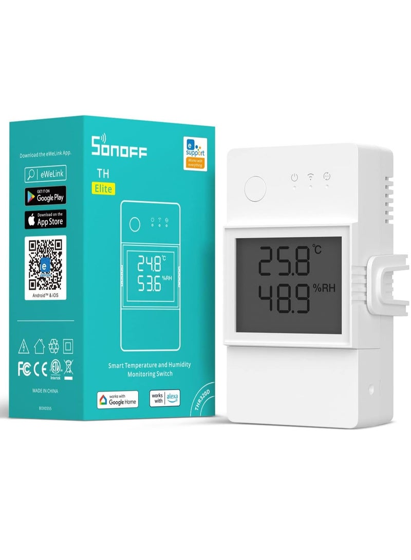 SONOFF SONOFF THR320D 20A Smart Temperature and Humidity Monitoring Switch,Compatible with Alexa, Google Home,RJ9 4P4C Interface - Image 1