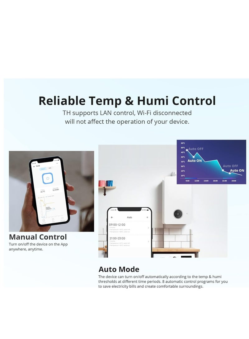 SONOFF SONOFF THR320D 20A Smart Temperature and Humidity Monitoring Switch,Compatible with Alexa, Google Home,RJ9 4P4C Interface - Image 5