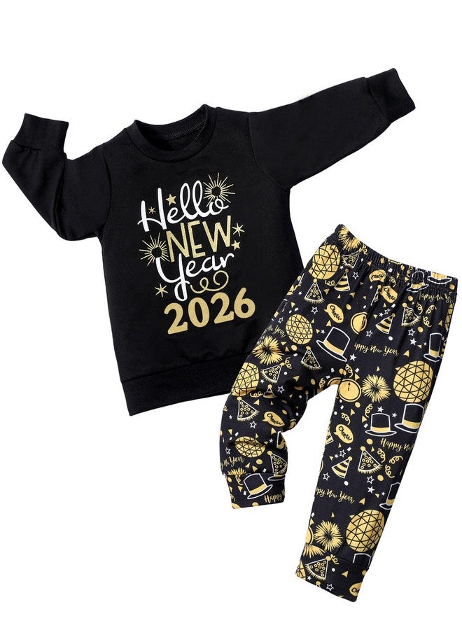 KANGKANG Toddler Boy New Years Eve Outfit 18-24 Months Pullover Sweatshirt Tops + Pants 2026 Toddler New Years Eve Outfit Boy 18 Month 24 Month - Image 1