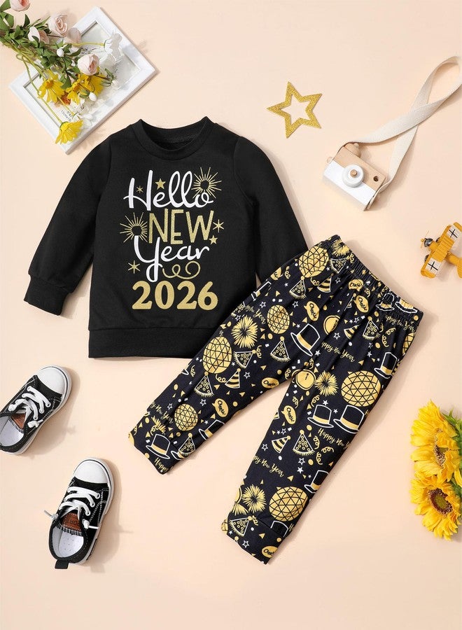 KANGKANG Toddler Boy New Years Eve Outfit 18-24 Months Pullover Sweatshirt Tops + Pants 2026 Toddler New Years Eve Outfit Boy 18 Month 24 Month - Image 3