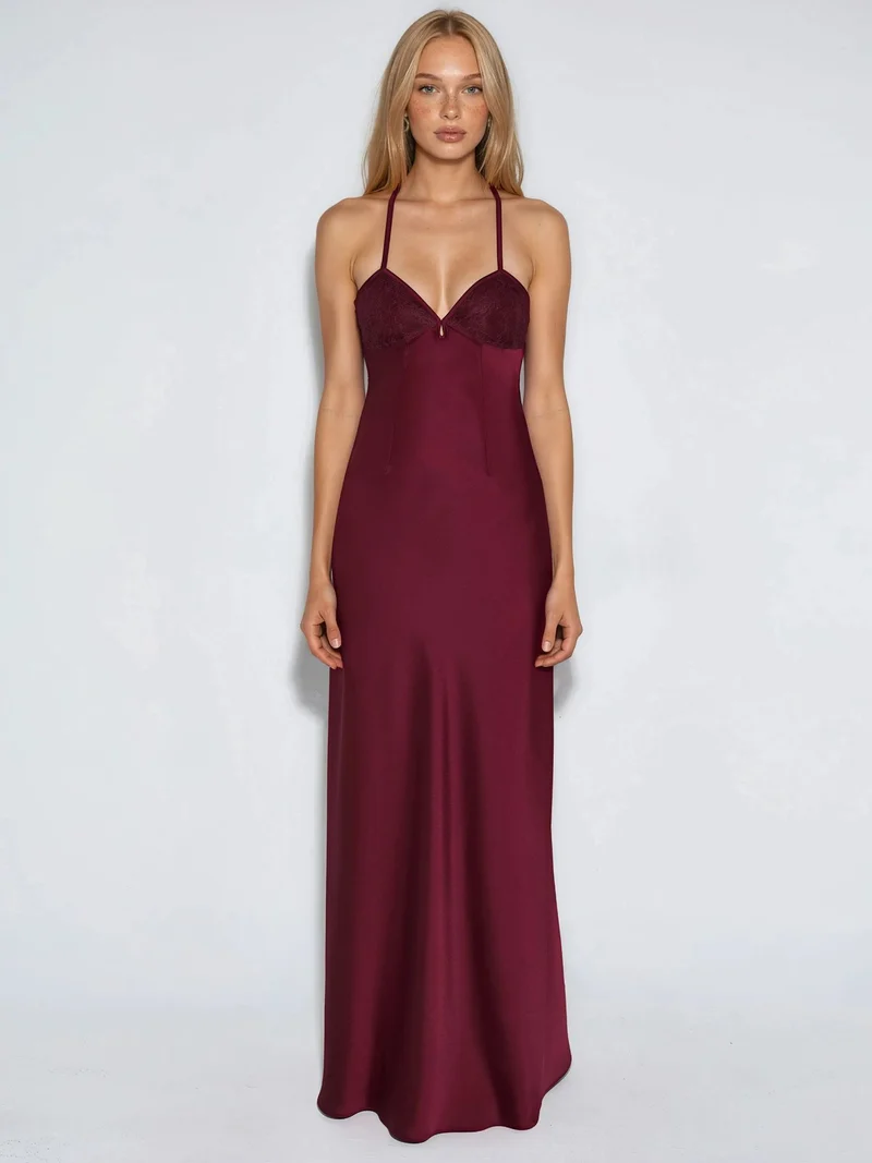 هيكاب Heart Collar Lace Detail Maxi Dress