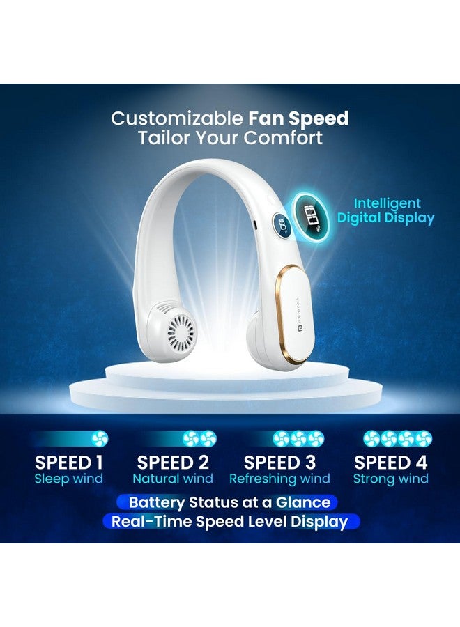 Portronics Gobreeze Portable Rechargeable Neck Fan, Upto 6 Hours Playtime, LED Display, Bladeless Fan, 4 Speed Mode, Adjustable Size, 360° Cooling Neck Fan, Noiseless Fan, Type C Fast Charging(White) - Image 4
