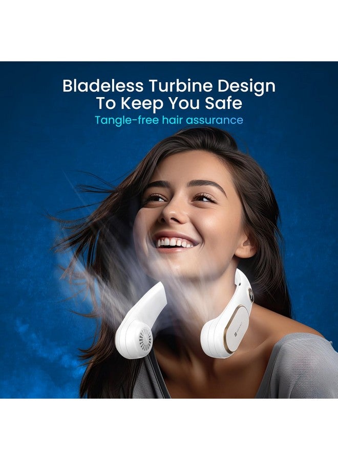 Portronics Gobreeze Portable Rechargeable Neck Fan, Upto 6 Hours Playtime, LED Display, Bladeless Fan, 4 Speed Mode, Adjustable Size, 360° Cooling Neck Fan, Noiseless Fan, Type C Fast Charging(White) - Image 5