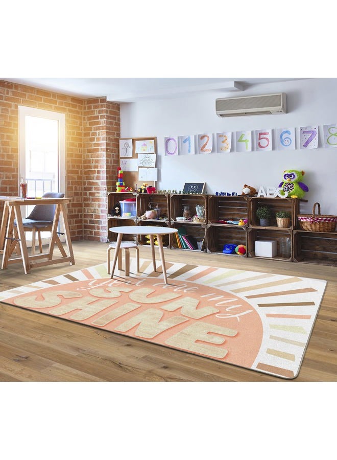 Flagship Carpets School Girl Style Simply Stylish Boho Rainbow My Sunshine Classroom Area Rug for Indoor Classroom Learning or Kid Bedroom Educational Play Mat, 5'x7'6" - Image 2