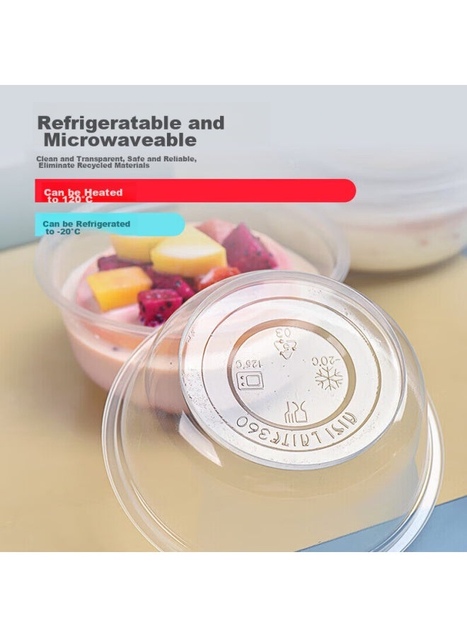 Temeiju Disposable Round Food Containers, Picnic Takeout Boxes, Transparent Soup Bowls, Ice Cream Bowls, Without Lids, 50 Pieces, 360 Model - Image 4