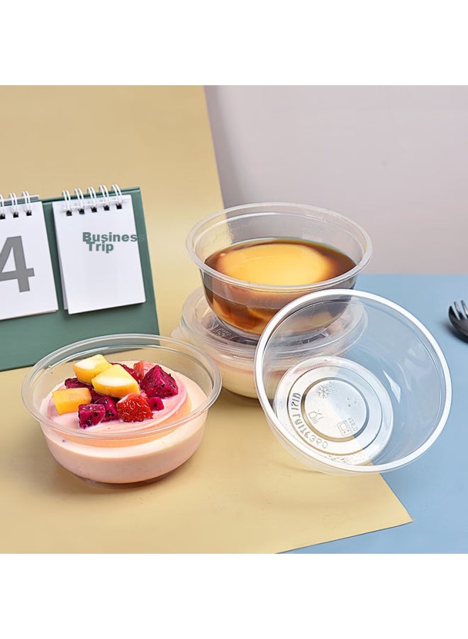 Temeiju Disposable Round Food Containers, Picnic Takeout Boxes, Transparent Soup Bowls, Ice Cream Bowls, Without Lids, 50 Pieces, 360 Model - Image 1