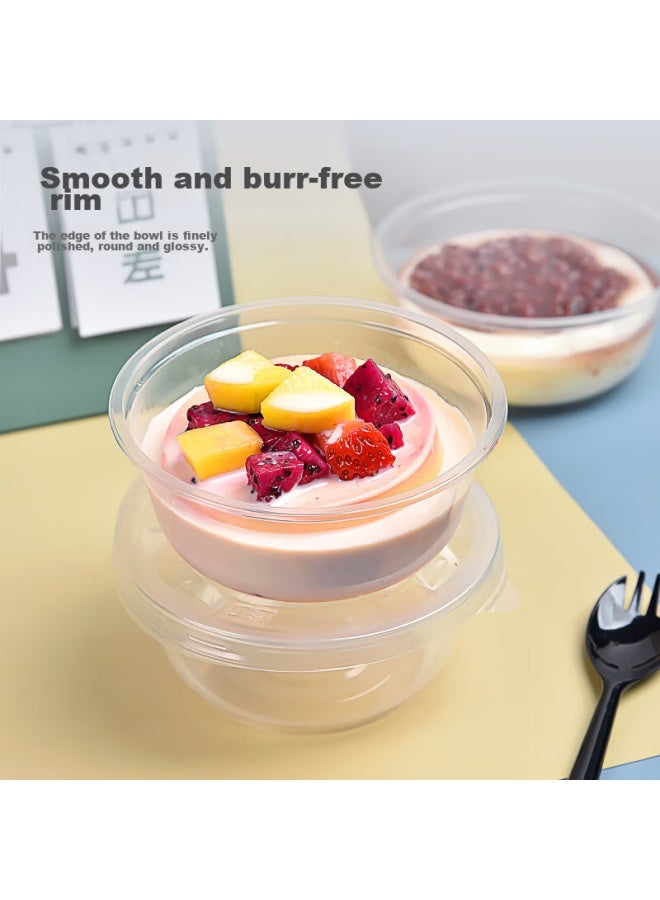 Temeiju Disposable Round Food Containers, Picnic Takeout Boxes, Transparent Soup Bowls, Ice Cream Bowls, Without Lids, 50 Pieces, 360 Model - Image 2
