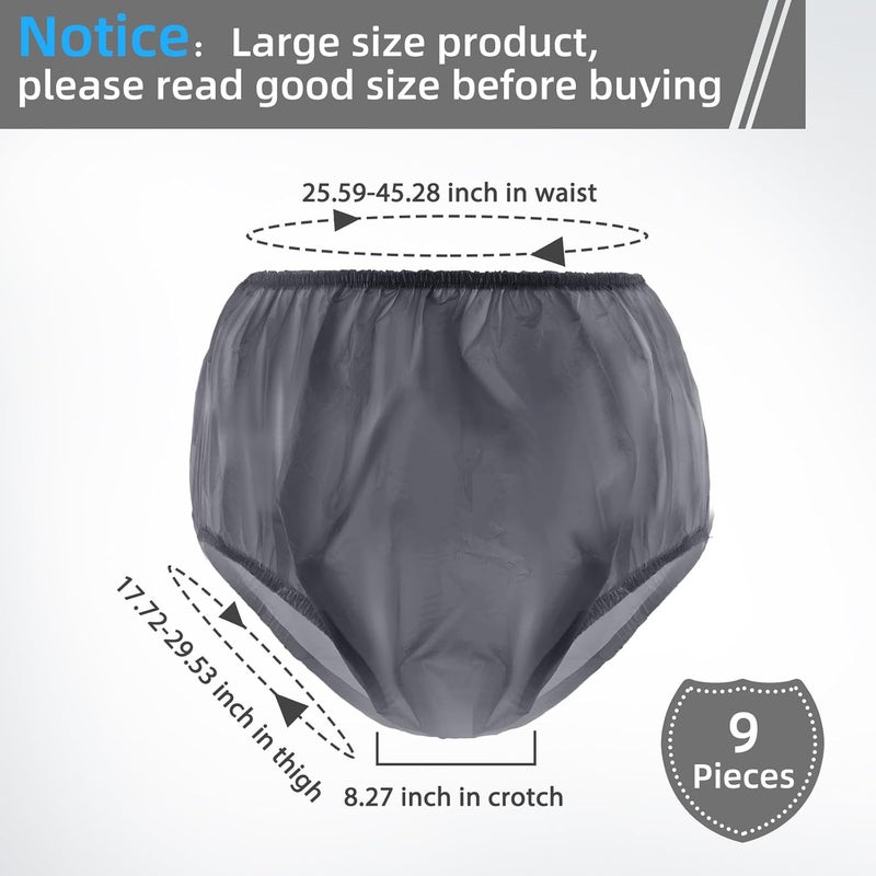 Hoolerry 9 قطع سراويل بلاستيكية مقاومة للماء تسرب الحماية من السلس سراويل داخلية للبالغين غطاء حفاضات رمادي فاتح - Image 2
