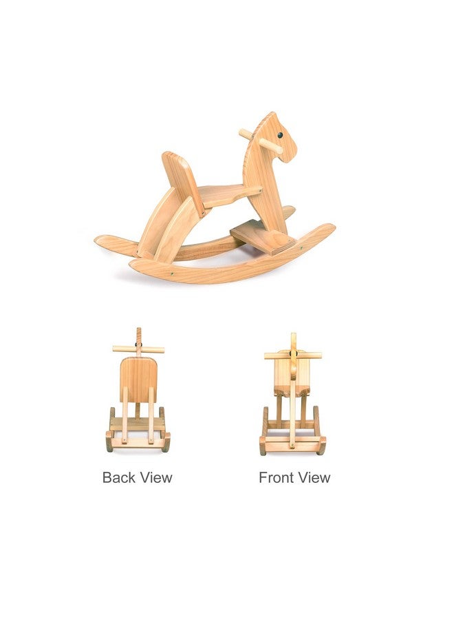 KRAND Rocking Horse Wooden Ride On Toy for Kids Classic Design Rocking Horse with Pedal and Safe Backrest Fine Workmanship(Classic, Natural) - Image 5