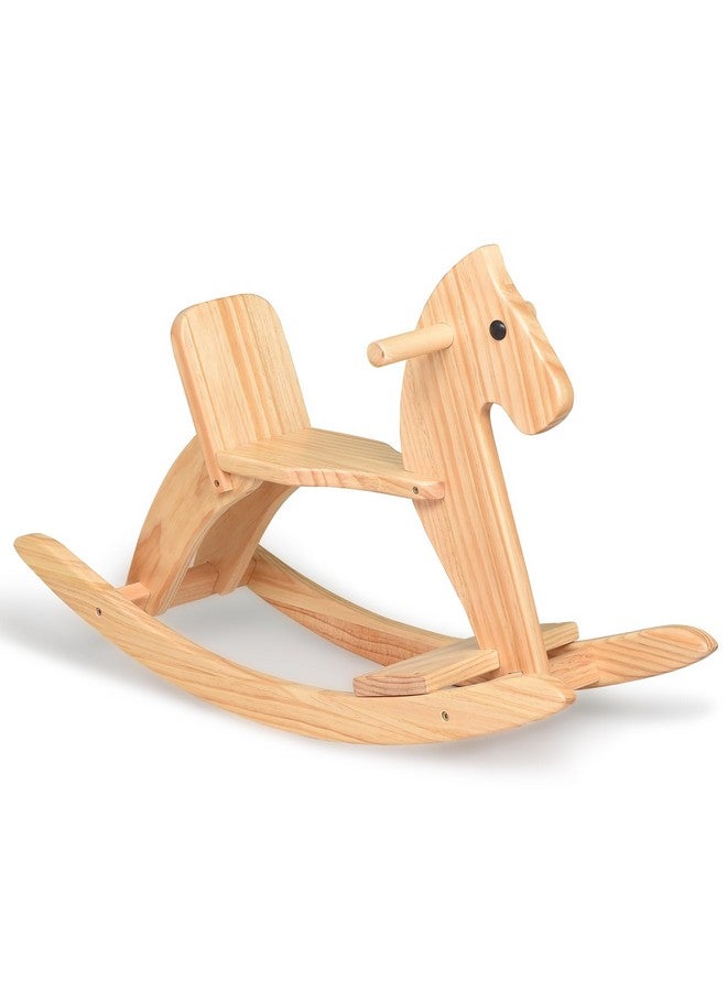 KRAND Rocking Horse Wooden Ride On Toy for Kids Classic Design Rocking Horse with Pedal and Safe Backrest Fine Workmanship(Classic, Natural) - Image 1
