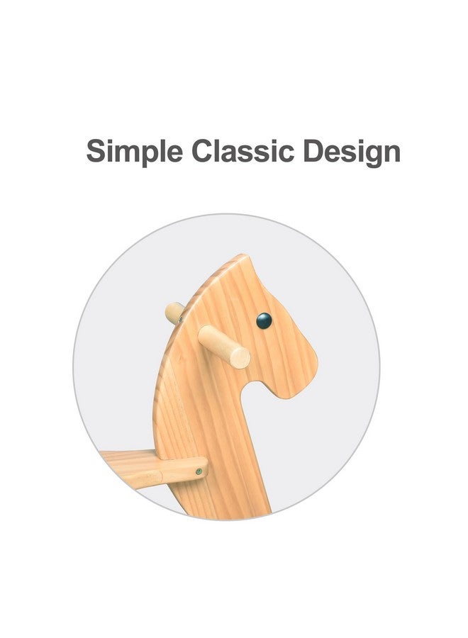 KRAND Rocking Horse Wooden Ride On Toy for Kids Classic Design Rocking Horse with Pedal and Safe Backrest Fine Workmanship(Classic, Natural) - Image 3