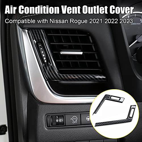 XITER 2pcs ABS Plastics Cabon Fiber Style Front Side Air Condition Vent Outlet Cover Trim for Nissan Rogue 2021 2022 2023 2024 2025 Interior Accessories - Image 3