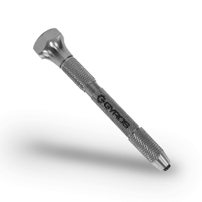GYROS Swivel Head Pin Vise Hand Drill, 0"(0mm) to 1/8"(3.175mm) w/Anti-Slip Nickel Plated Steel Body & 2 Reversible Collets, Small Hand Drill for Precision Drilling of Jewelry, Plastic, & Wood - Image 1