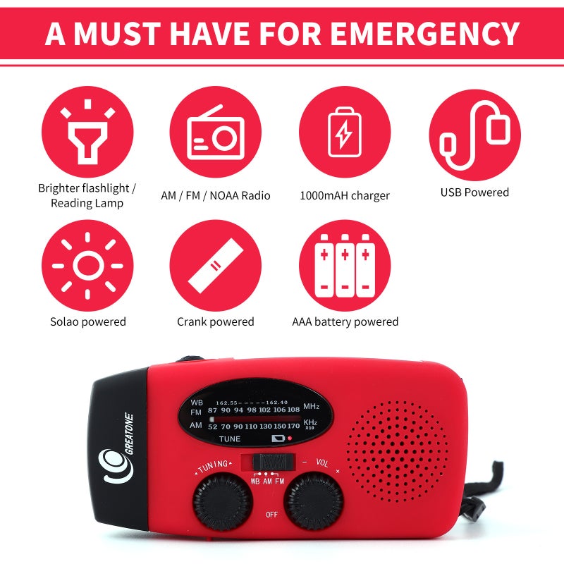 Hand Crank Solar Rechargeable Radio Mini Emergency Radio With Lighting Function - Image 3