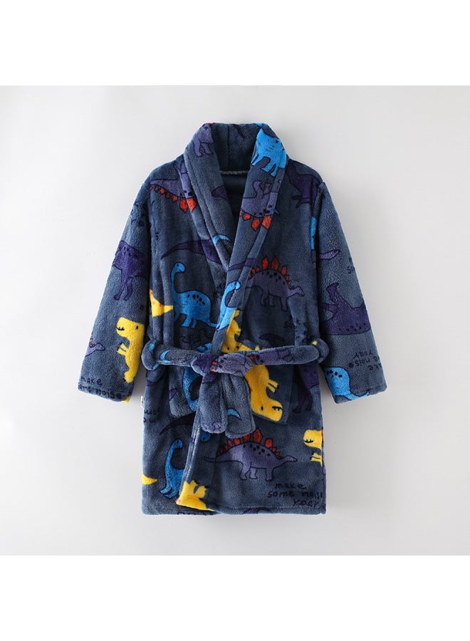 Children's Autumn And Winter Flannel Pajamas He Clothes Boys And Girls Middle And Big Children's Nightgown Bathrobe Family Clothes He Clothes