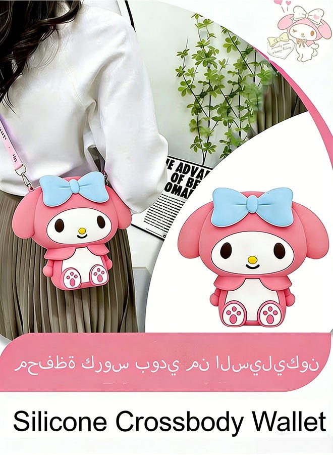 Sanrio My Melody Children's Single-Shoulder Wallet Cute Cartoon Silicone Mini Children's Wallet, Cartoon My Melody Shoulder Bag, with Adjustable Shoulder Strap Length, Suitable as a Children's Birthday Gift - Image 1