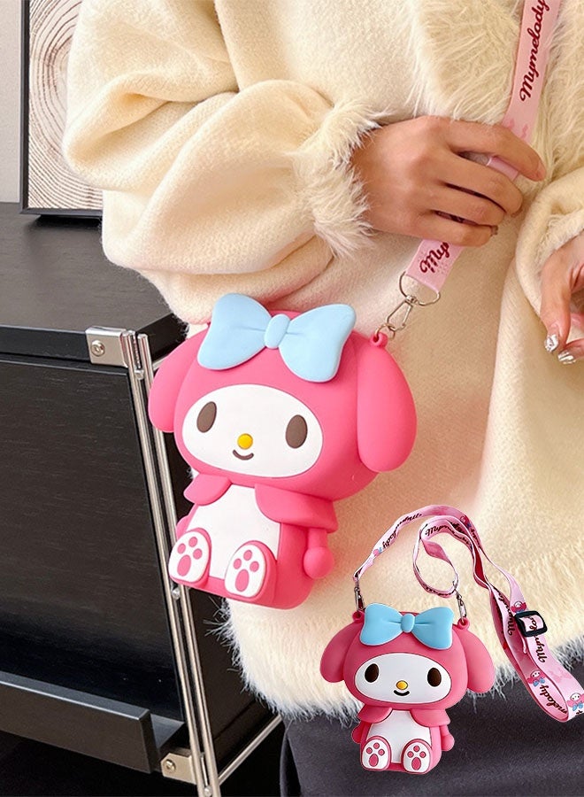 Sanrio My Melody Children's Single-Shoulder Wallet Cute Cartoon Silicone Mini Children's Wallet, Cartoon My Melody Shoulder Bag, with Adjustable Shoulder Strap Length, Suitable as a Children's Birthday Gift - Image 2