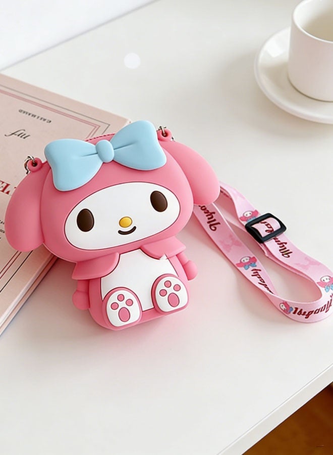 Sanrio My Melody Children's Single-Shoulder Wallet Cute Cartoon Silicone Mini Children's Wallet, Cartoon My Melody Shoulder Bag, with Adjustable Shoulder Strap Length, Suitable as a Children's Birthday Gift - Image 5