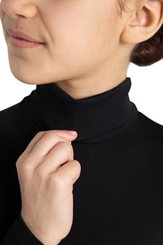 Capezio Big Girls' Team Basic Turtleneck Long Sleeve Leotard with Snaps, Black, Medium - Image 3