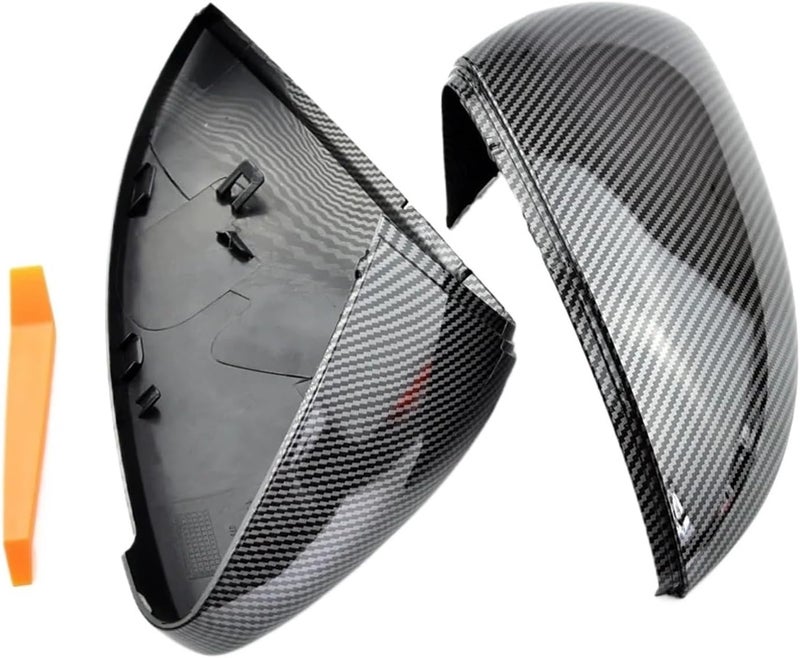 Mirror Caps for VW for Golf 7 MK7 MK7.5 for GTI R for GTE Rearview Mirror Cover Side Wing Rearview Mirror Housing Covers Exterior Mirror Caps (Bright Black),Carbon Look