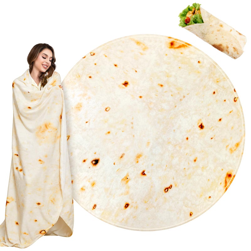 Burritos Blanket AdultOutivity Novelty Realistic Food Burritos Tortillas BlanketSoft Plush Round Throw Blanket for BedCouch or Travel