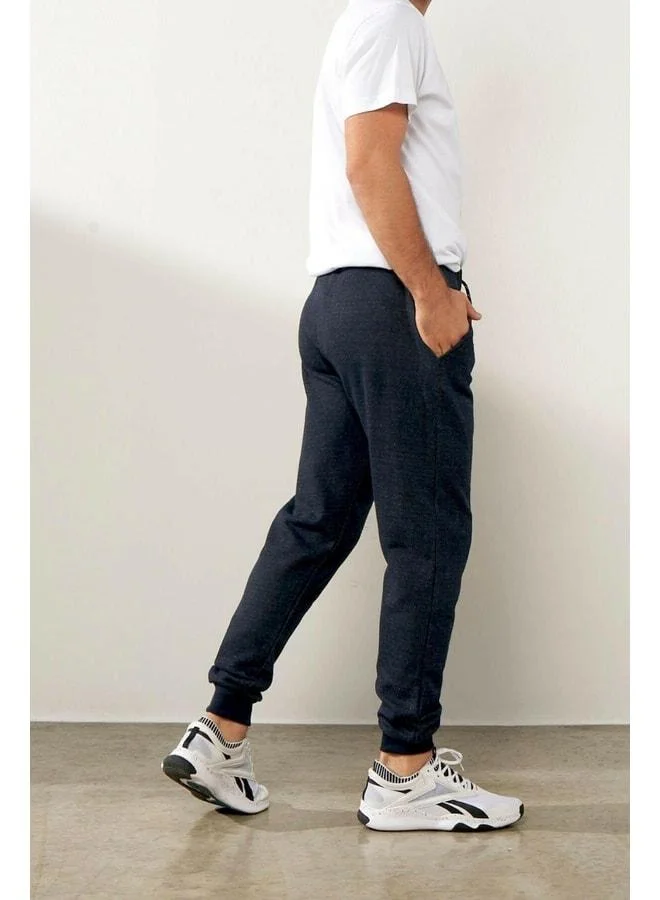 Mmetalic  Men's Navy Blue Lined Slim Fit Cuffed Elastic Jogger Sweatpants. for Men | Best Price UAE