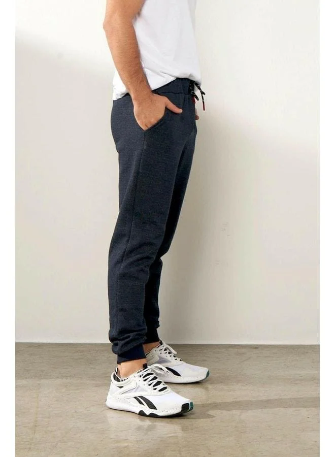 Mmetalic  Men's Navy Blue Lined Slim Fit Cuffed Elastic Jogger Sweatpants. for Men | Best Price UAE