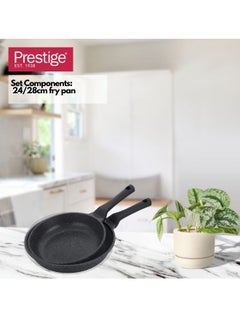 Prestige Prestige Essentials Granite Non Stick Set Combo | 24cm + 28CM Fry Pan Set |  Induction Cookware Set 2 Pieces - Black  - Image 5