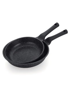 Prestige Prestige Essentials Granite Non Stick Set Combo | 24cm + 28CM Fry Pan Set |  Induction Cookware Set 2 Pieces - Black  - Image 1