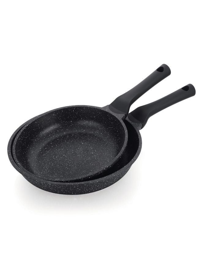 Prestige Prestige Essentials Granite Non Stick Set Combo | 24cm + 28CM Fry Pan Set |  Induction Cookware Set 2 Pieces - Black  - Image 1